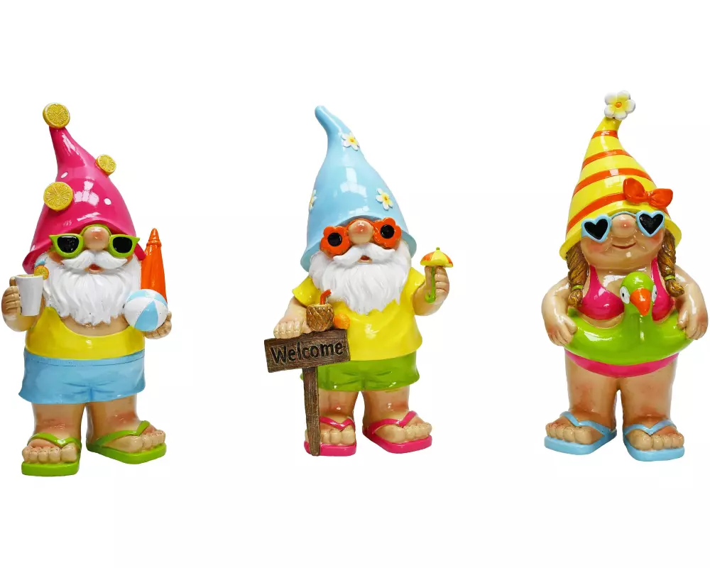 Dameco Dekofigur Gartenzwerg Beach 3er Set