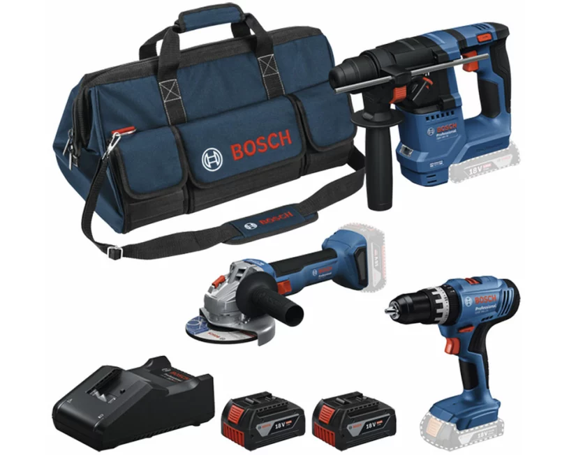 Bosch 3-teiliges Set 18V GSB + GBH + GWS + 2x GBA 4.0Ah + GAL18V-40 0.615.A50.0AG