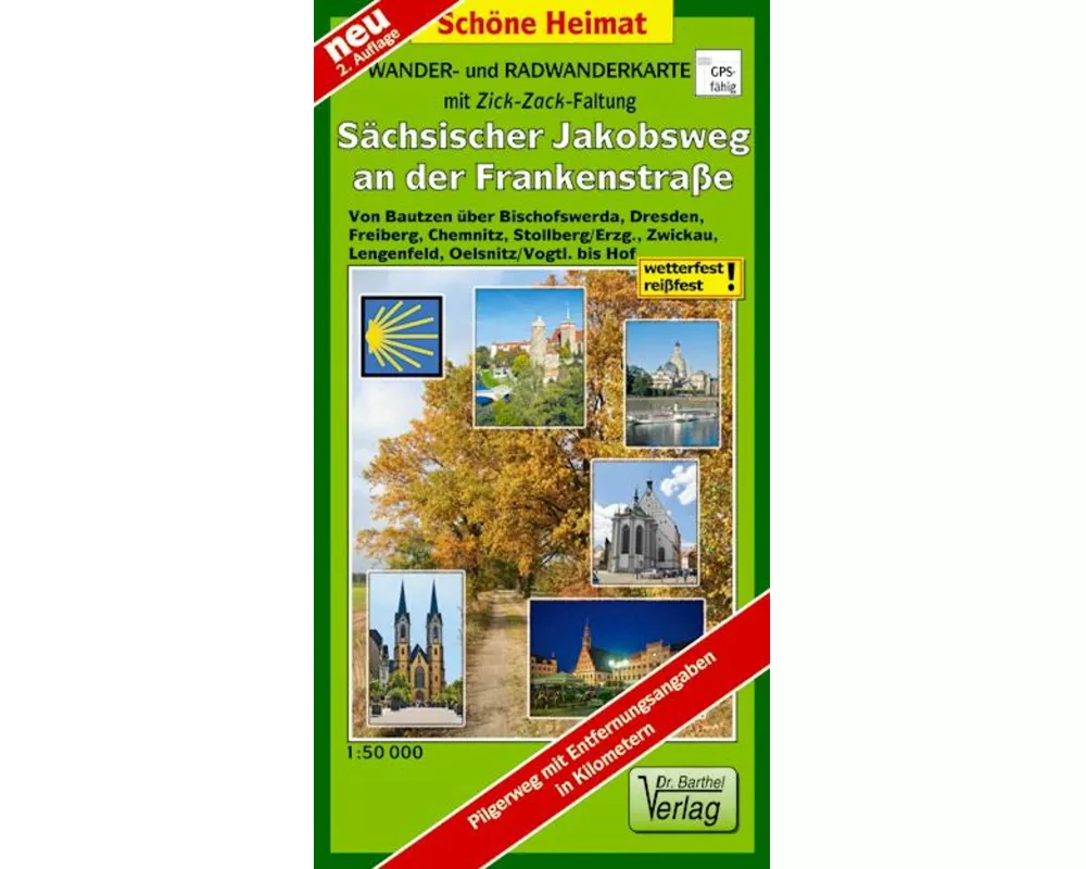 Sächsischer Jakobsweg an der Frankenstraße. Radwander- und Wanderkarte