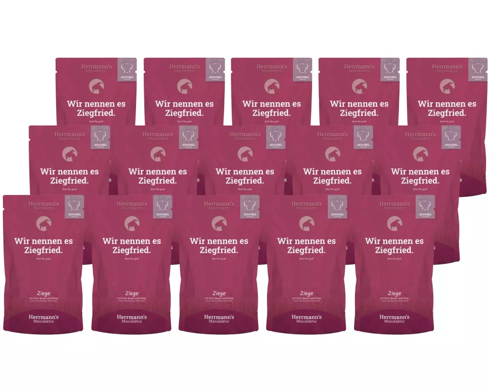 Herrmann's Nassfutter Sensibel Ziege mit rote Beete und Hirse,15x150g