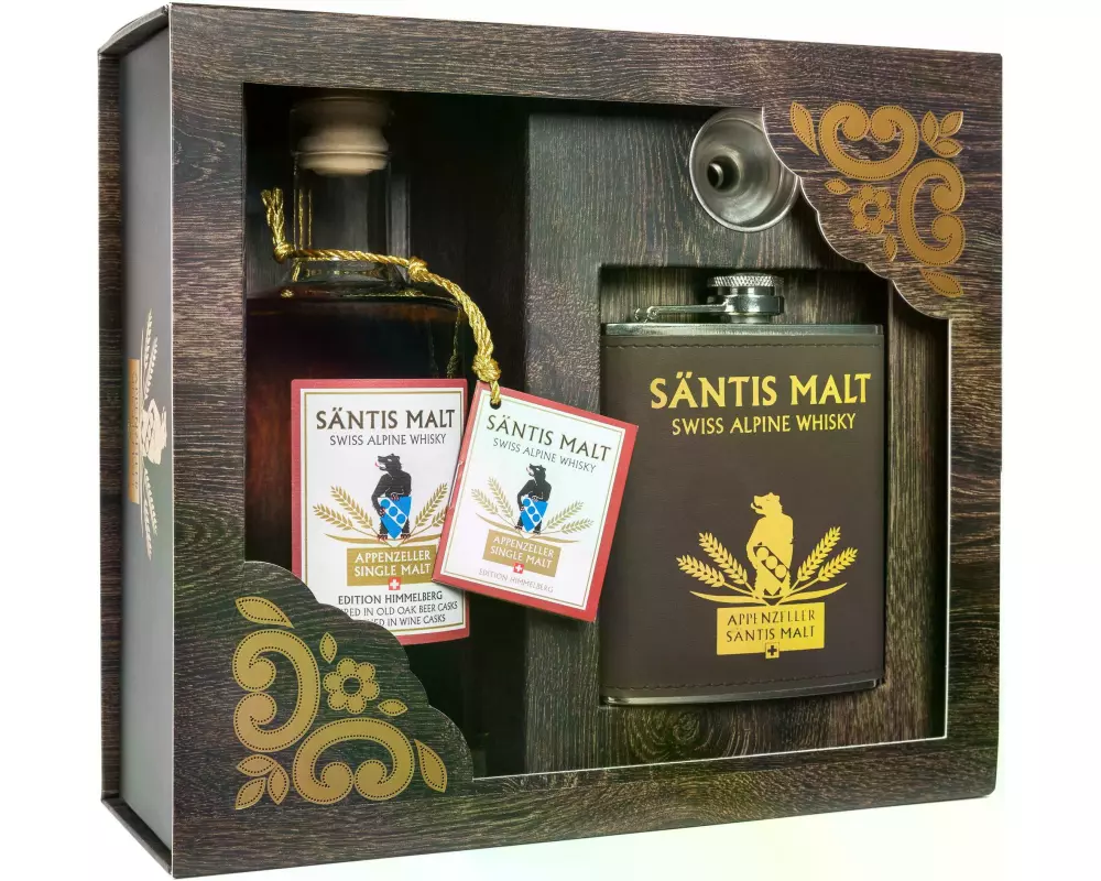 Säntis Malt Geschenkset Himmelberg Whisky Flachmann 0.5 l