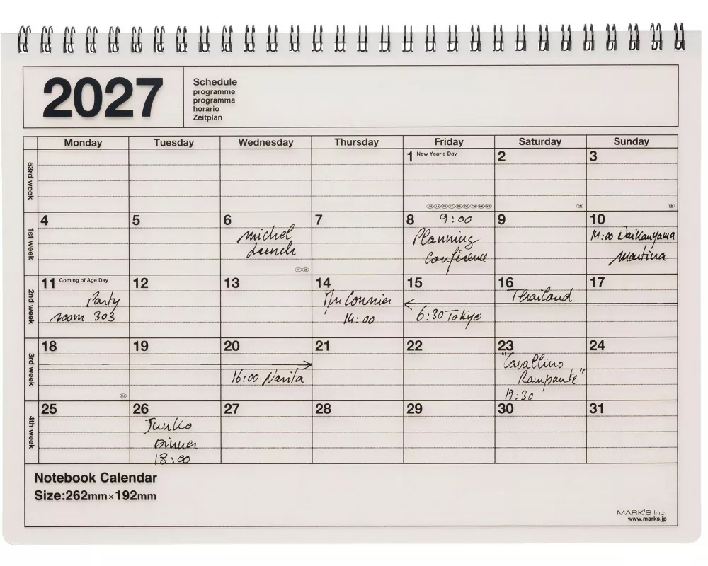MARK'S 2027 Notebook Calendar M // Ivory