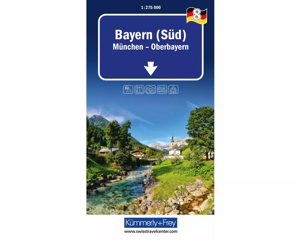 Kümmerly+Frey Regional-Strassenkarte 8 Bayern Süd 1:275.000