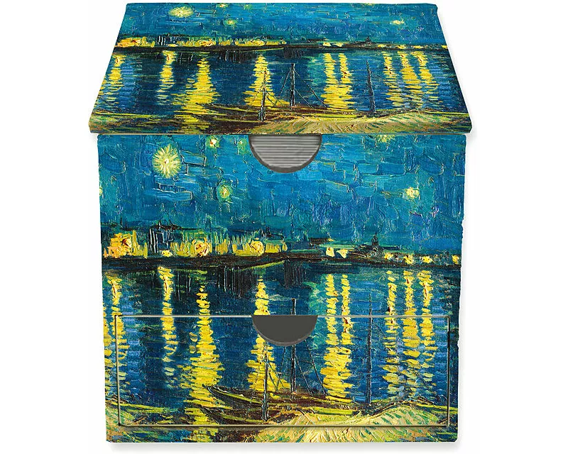 Vincent van Gogh: Starry Night over the Rhone Flame Tree Memo Box with Drawer