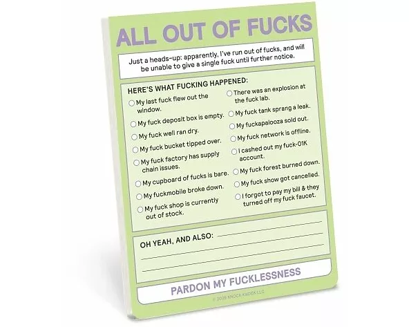 Knock Knock All Out of Fucks Nifty Note (Pastel Version)