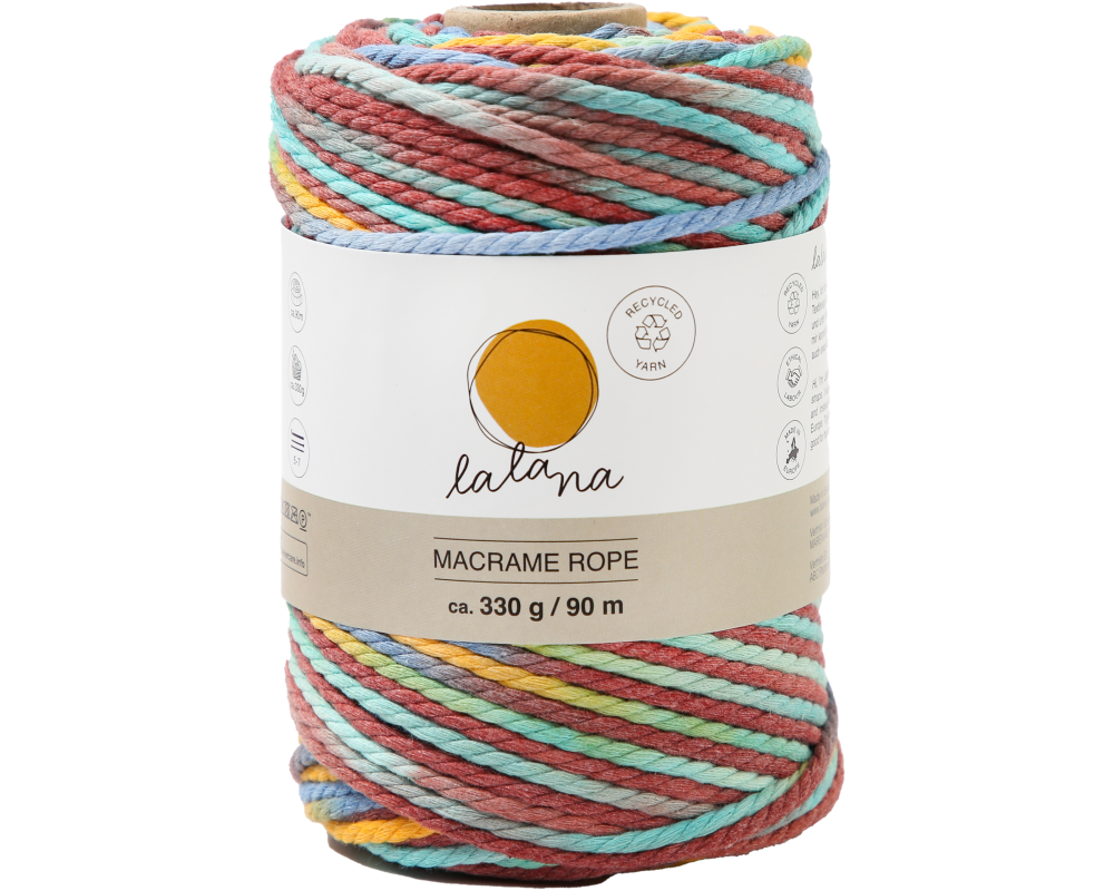 I AM CREATIVE Macrame Rope 6204.98 Rainbow 2, 3mm, 330g