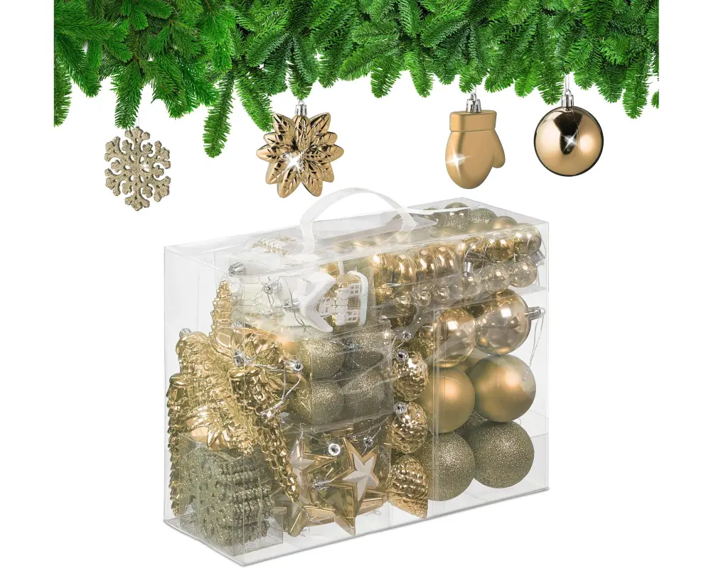relaxdays Weihnachtskugeln im 100er-Set Creme-Weiss-Silber Crème/Silber/Weiss