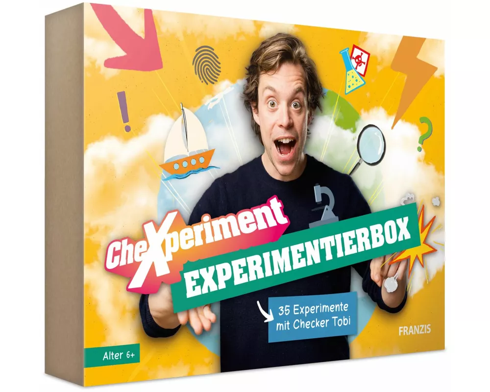 FRANZIS 67198 - CheXperiment Experimentierbox: 35 Experimente mit Checker Tobi. Ab 6 Jahren