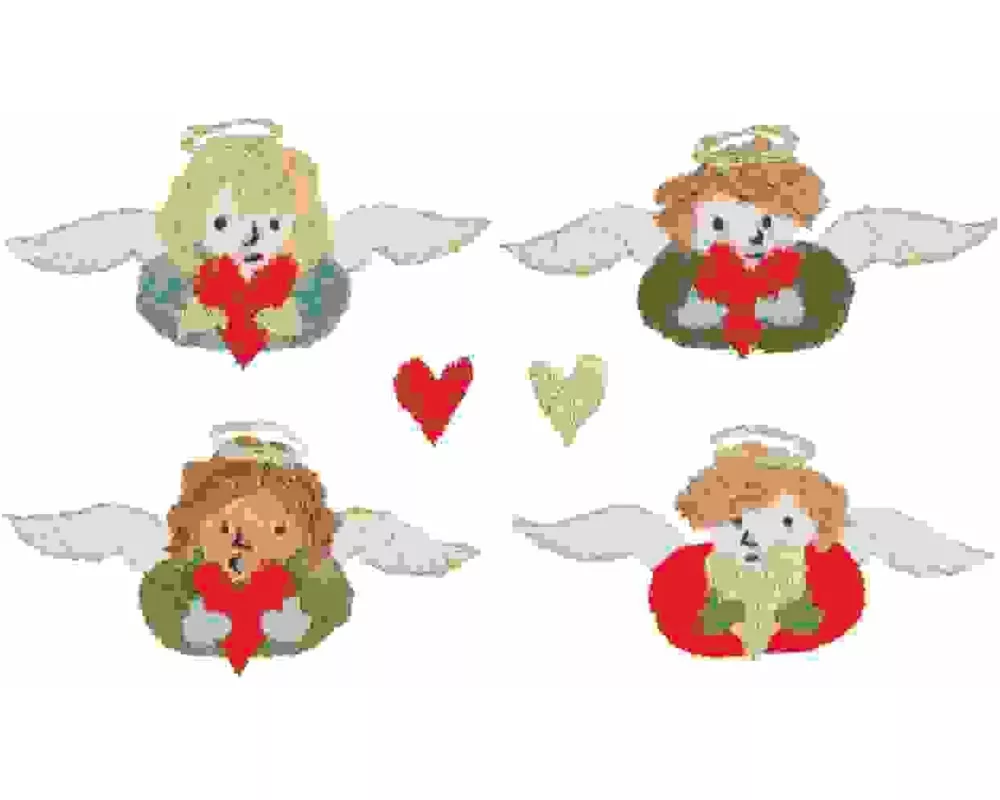Stick & Stitch Packung, Engel mit Herzen
