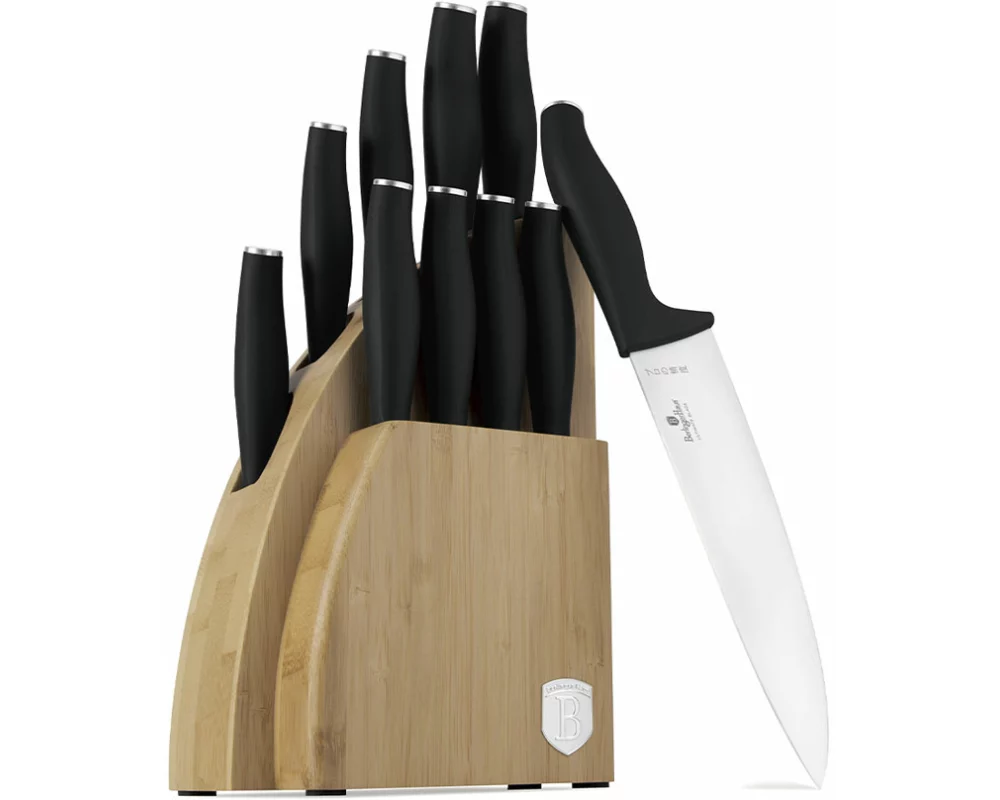 Berlinger Haus 10-teiliges Messerset mit Bambus Messerblock Black Silver Collection