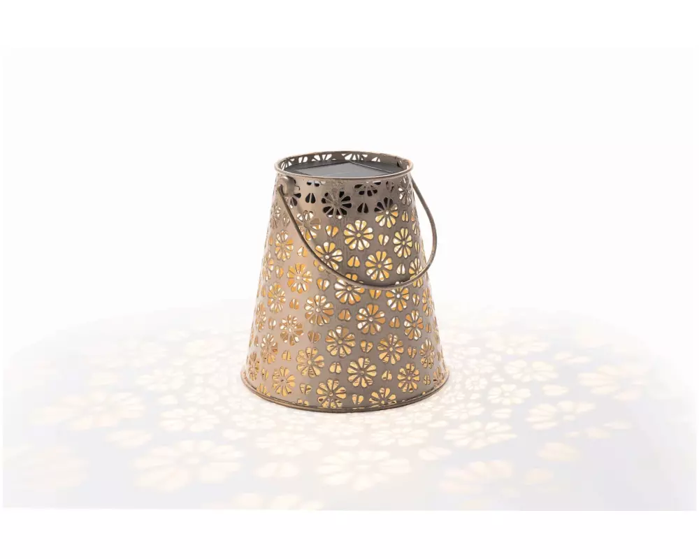 STT Laterne Solar Antic Platin, Ø 15 x 16 cm, Platin