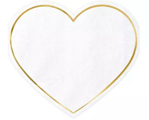 Partydeco Herz 14.5 x 12.5 cm Weiss Gold