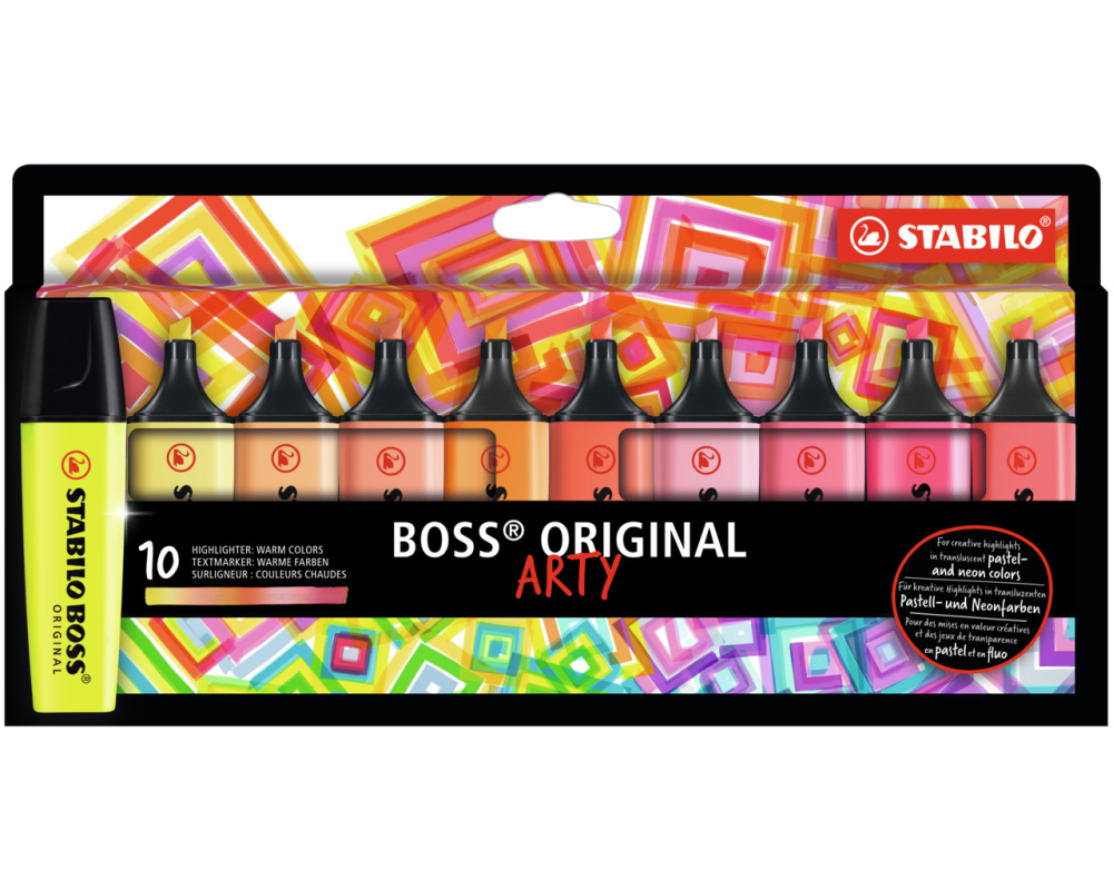 STABILO Textmarker BOSS ARTY 70/10-1-20 Warme Farben, Etui 10 Stk.
