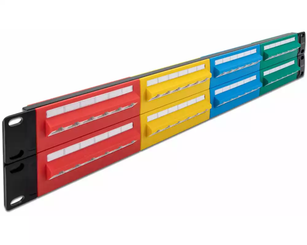 Delock Patchpanel 19" 48 Port Cat.5e, 2HE, farbig