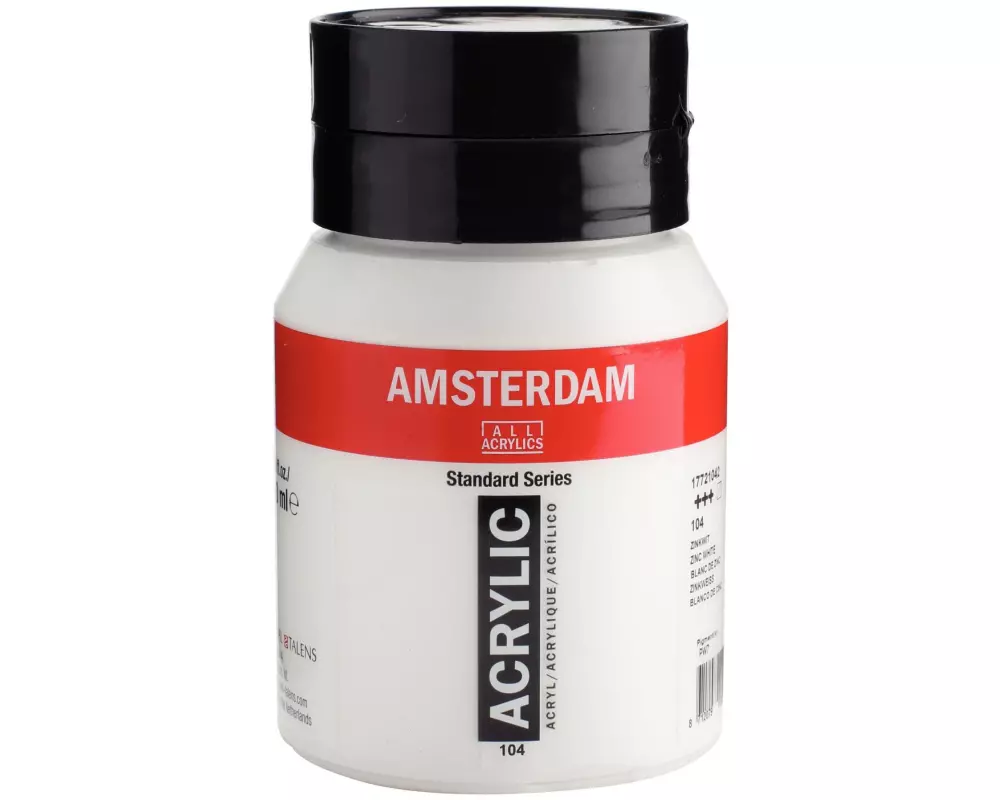 Amsterdam Acrylfarbe Standard 104 Zinkweiss halbtransparent, 500 ml