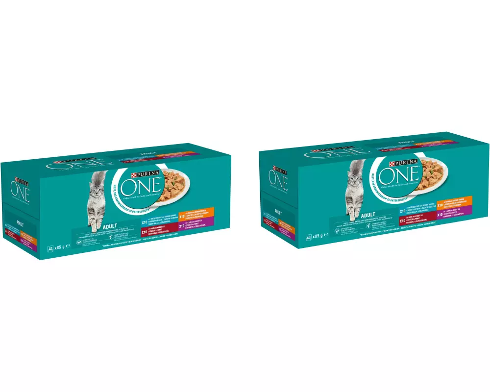 Purina ONE Nassfutter Adult Huhn, Hochseefisch, Rind Lamm 2x 40 x 85 g