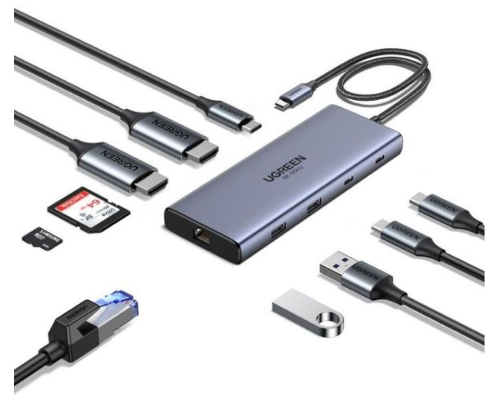 UGREEN 10-in-1 USB-C Hub 45380 10Gbps 4k60Hz, 100W, Gray