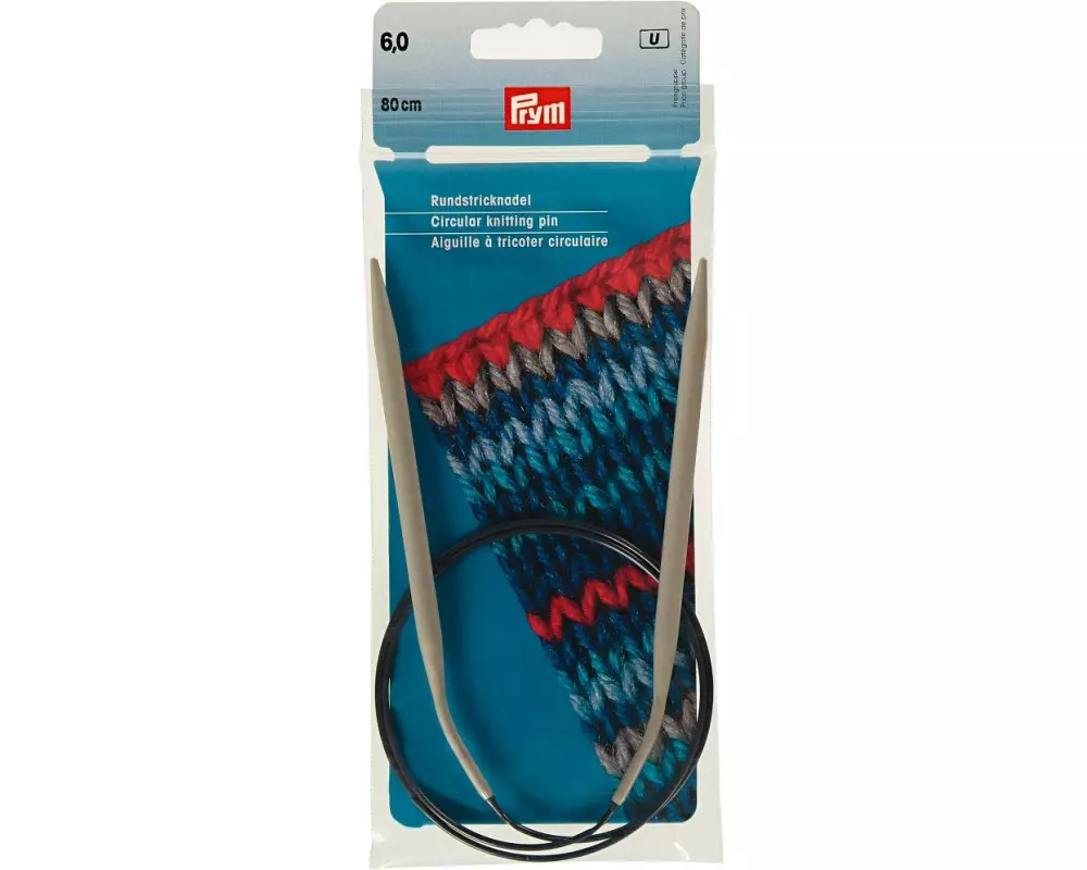 Prym Rundstricknadel Alu, Grau 6 mm x 80 cm, Beutel