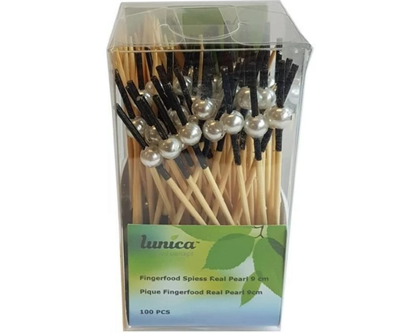 Haushaltsware Einweg-Party-Piekser Perle 100 Stück Braun/Weiss