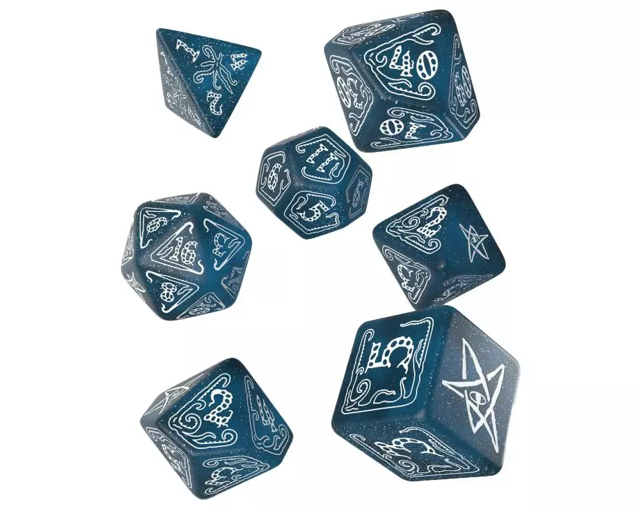 Q Workshop RPG-Würfelset COC Abyssal & white Dice Set 7 Stk.