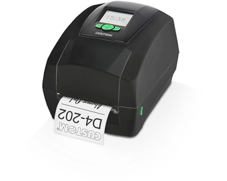 CUSTOM D4 202 direct/transfer thermal desktop printer with display and 4 keys