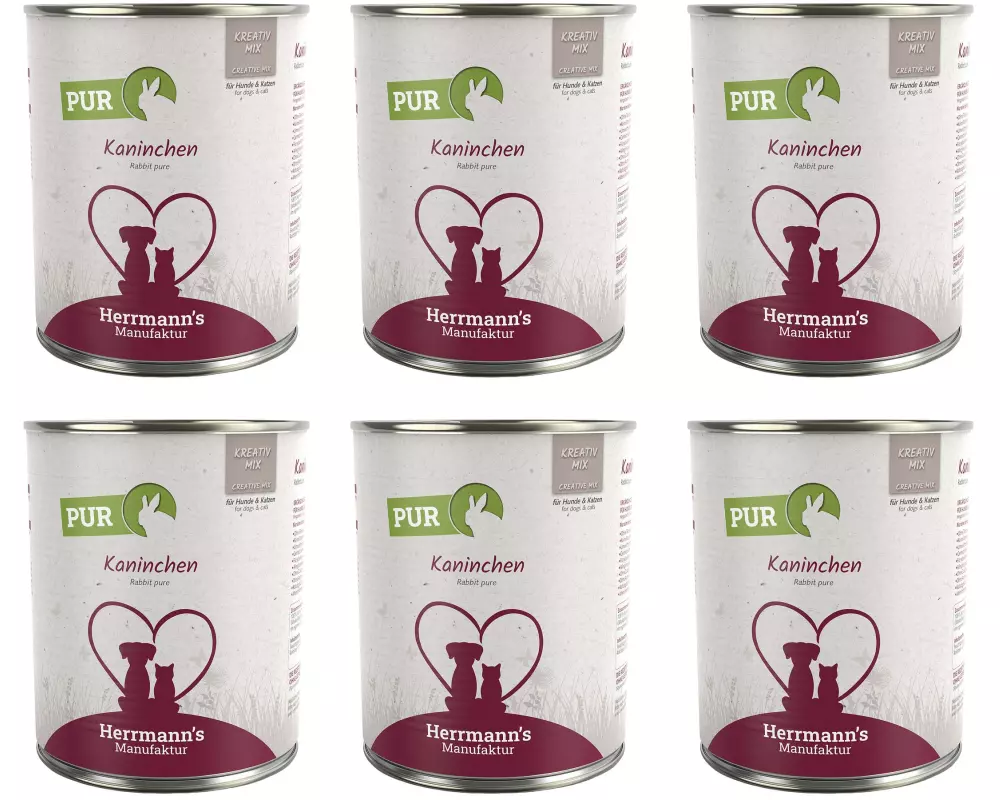Herrmann's Nassfutter Kaninchen Reinfleisch 6 x 800 g