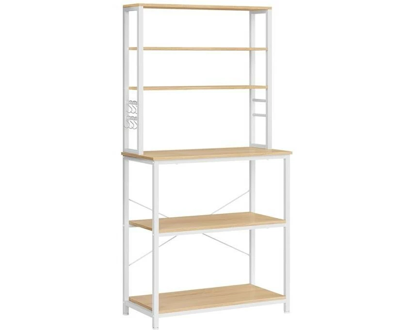 VASAGLE Küchenregal 6 Haken 80 cm x 167 cm, Braun/Weiss