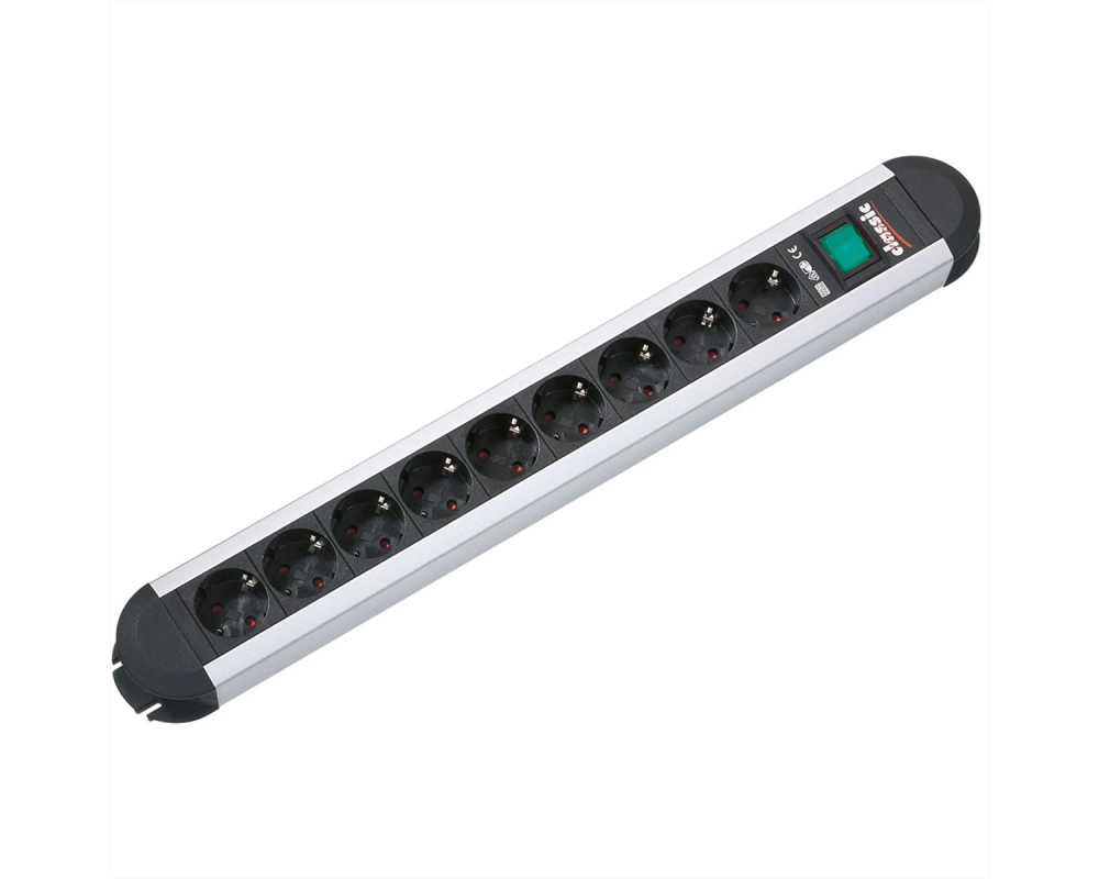 BACHMANN PRIMO Steckdosenleiste 9x Schutzkontakt, Aluminium, mit Schalter, 1,75 m
