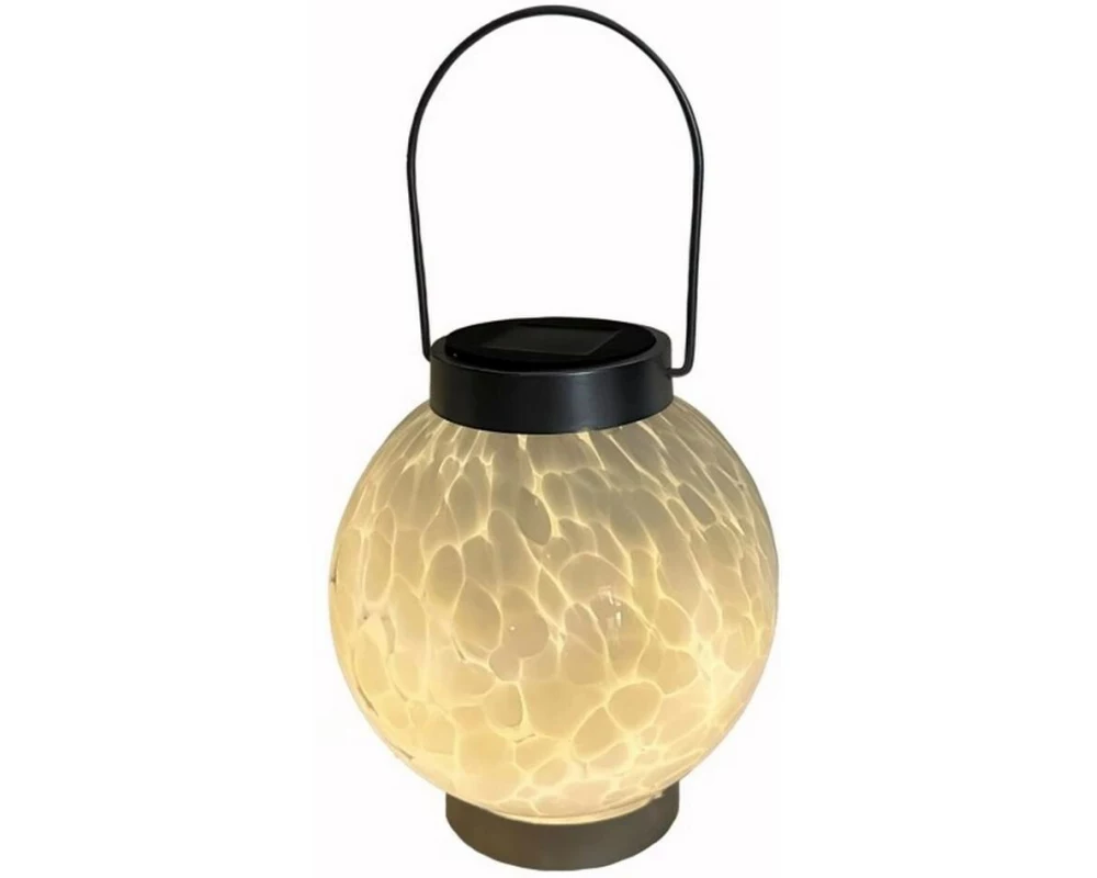 Dameco LED Solar Laterne aus Glas rund mit 1 LED in Weiss