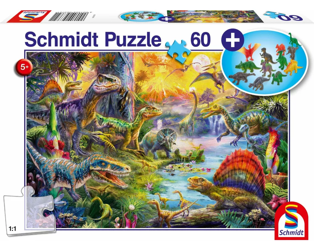 Dinosaurier. Puzzle 60 Teile, mit Add-on (Dinosaurier-Figuren-Set)