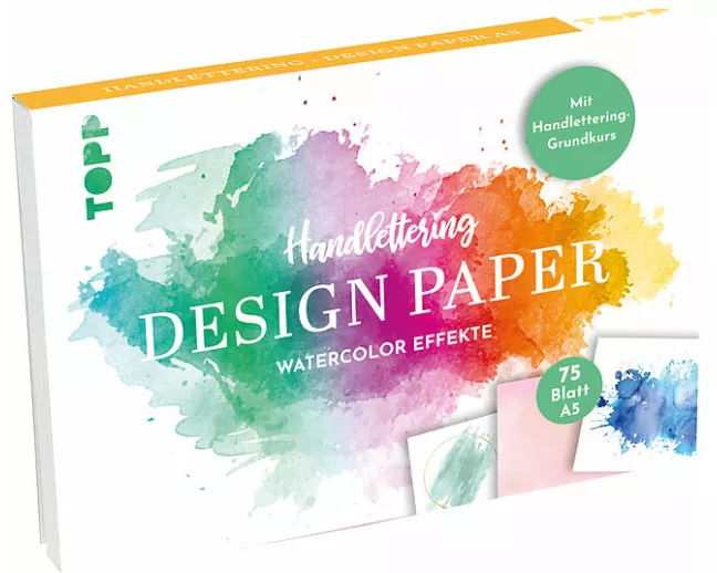 Handlettering Design Paper Block Watercolor-Effekte A5
