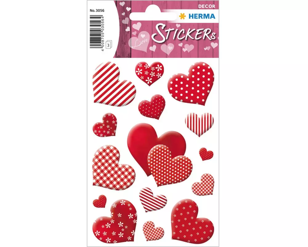 Herma Stickers Motivsticker Herzen Blümchen 45 Stück Rot