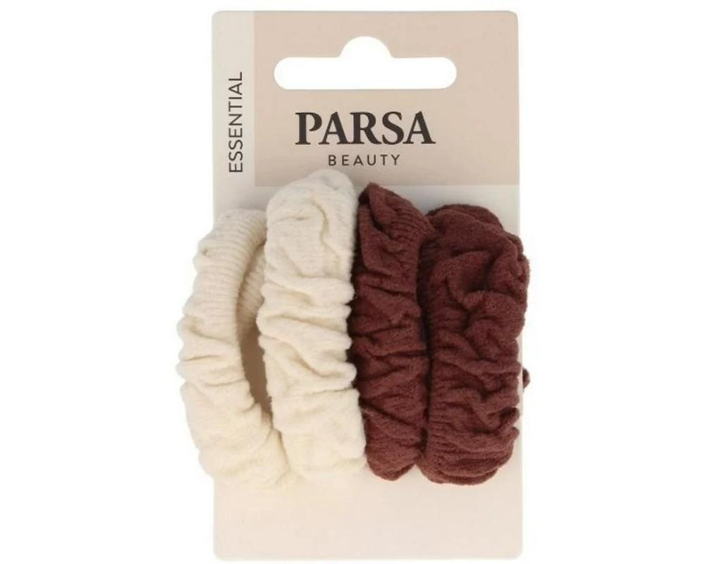 Parsa Beauty Haargummi weicher Stoff Creme Braun