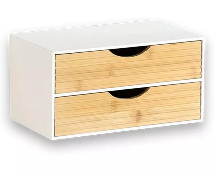 Kesper Organizer 2 Schubladen, Bambus, weiss/natur