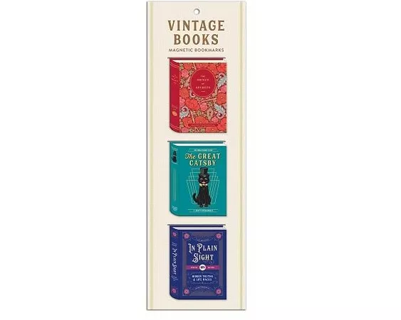 Vintage Books Shaped Magnetic Bookmarks