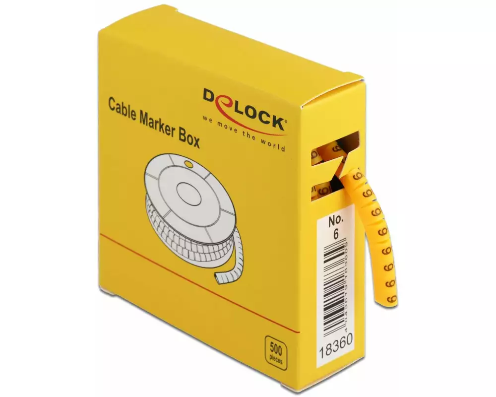 Delock Kabelkennzeichnung Nr. 6, gelb, 500 Stück