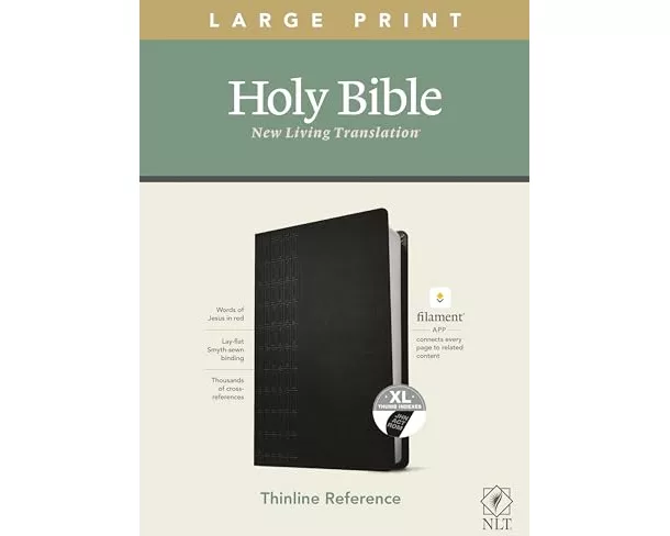 NLT Large Print Thinline Reference Bible, Filament Enabled Edition (Red Letter, Leatherlike, Black, Indexed)