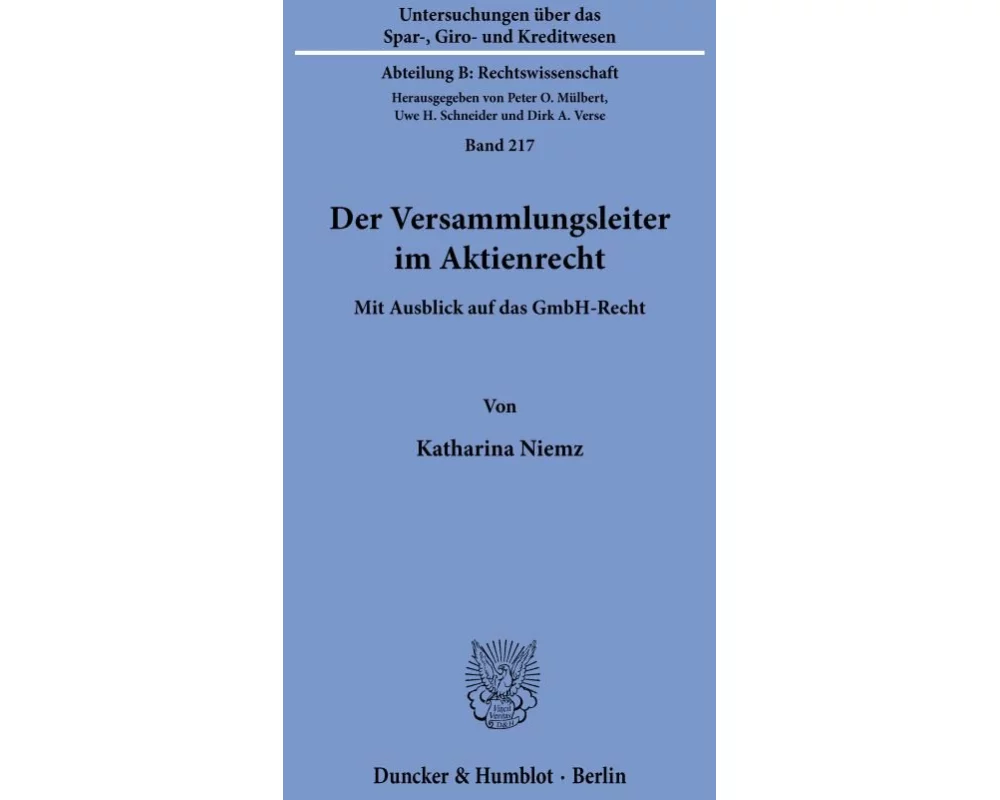 Der Versammlungsleiter im Aktienrecht