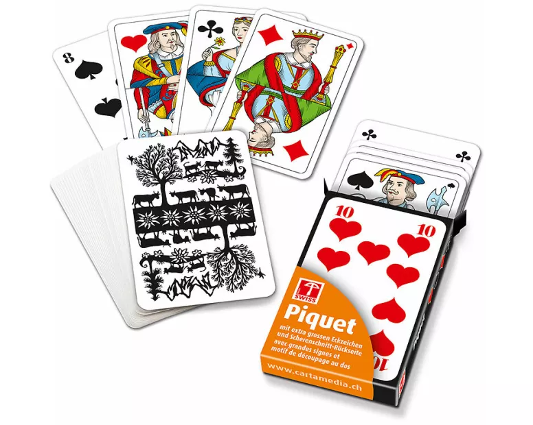 Piquetkarten Scherenschnitt mit grossen Zahlen