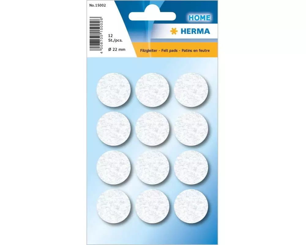 Herma Stickers Filzgleiter Ø 22 mm, Weiss, 12 Stück