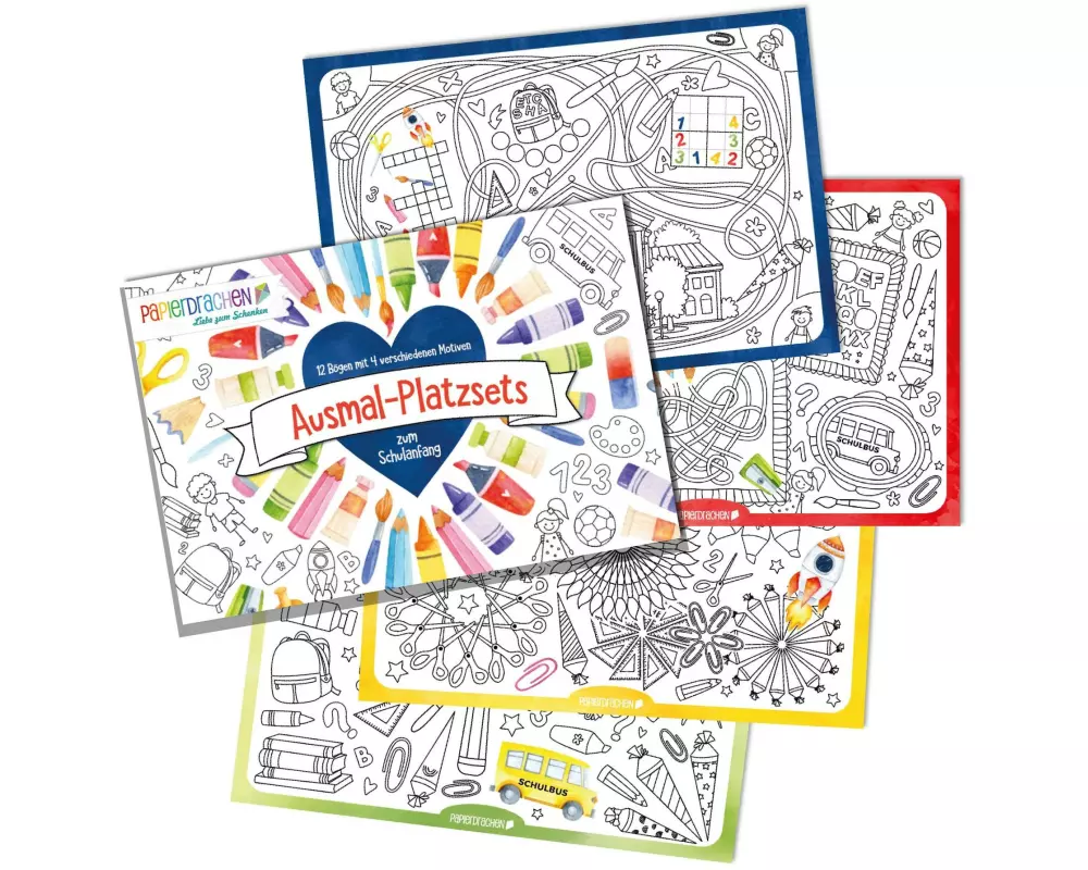 Papierdrachen Schule Aquarell Set 01