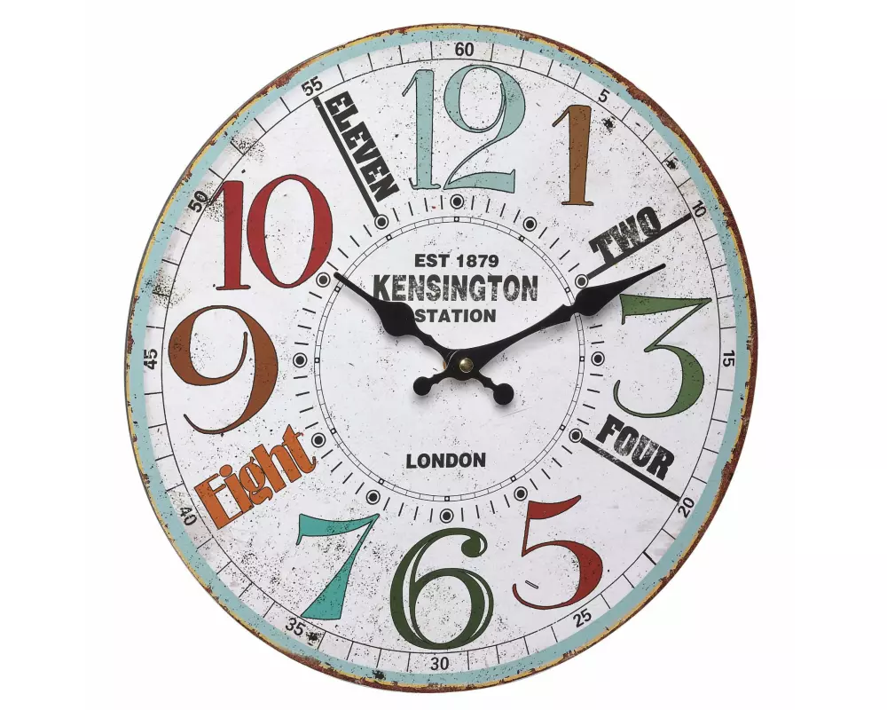 TFA Dostmann Wanduhr Vintage Kensington Ø 33.7 cm, Mehrfarbig