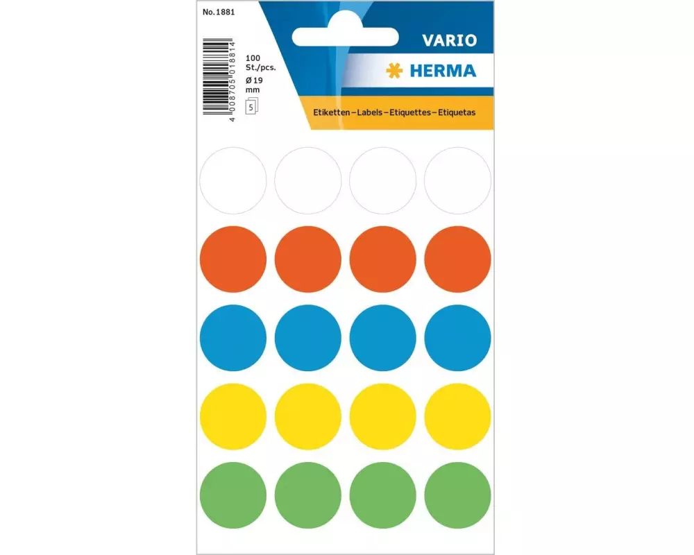 Herma Stickers Klebepunkte Vario Ø 19 mm, Mehrfarbig