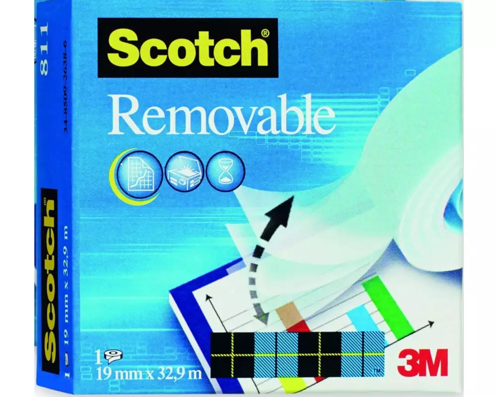 Scotch Klebeband Removable 19 mm x 66 m, Transparent