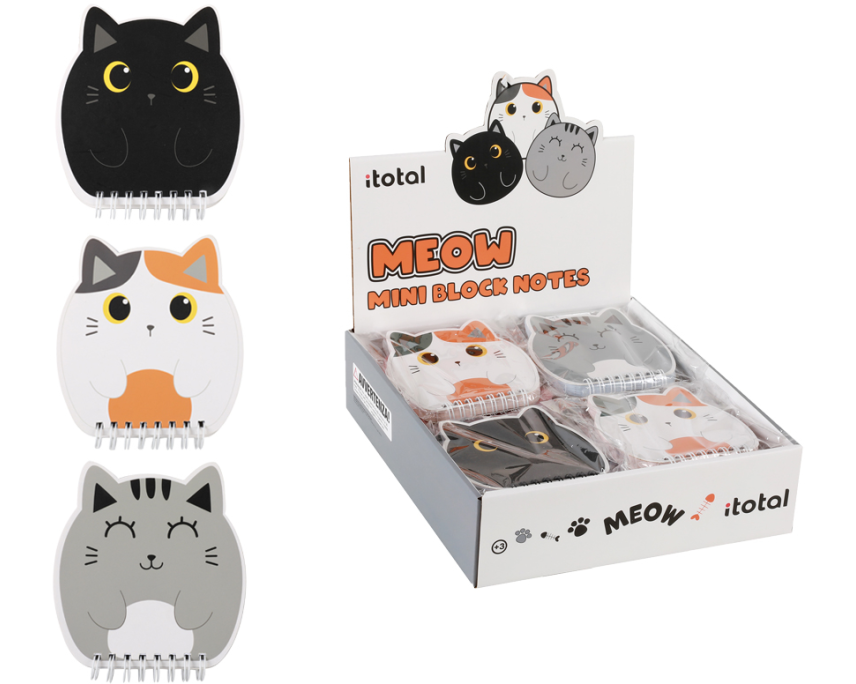 I-TOTAL Mini Notizblock 11.7x11cm XL1840B Cat, assortiert