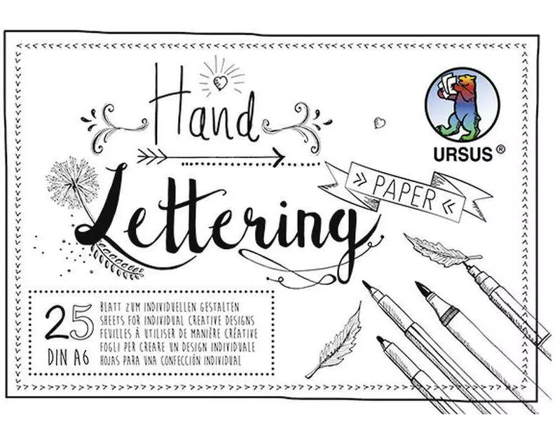 URSUS Zeichenblock Handlettering A6, 200 g/m², 25 Blatt, Weiss