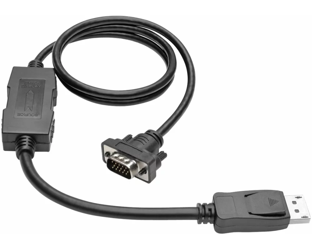 EATON TRIPPLITE DisplayPort 1.2 to VGA, Active Adapter Cable, DP with Latches to HD15, M/M, 3ft. 0.9m