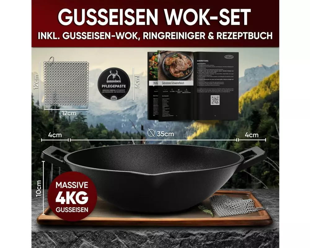 Gusskoenig Eingebrannte Wokpfanne 36 cm