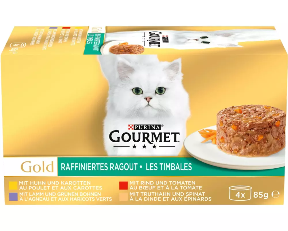 Purina Gourmet Nassfutter Gold Raffiniertes Ragout 4 x 85 g