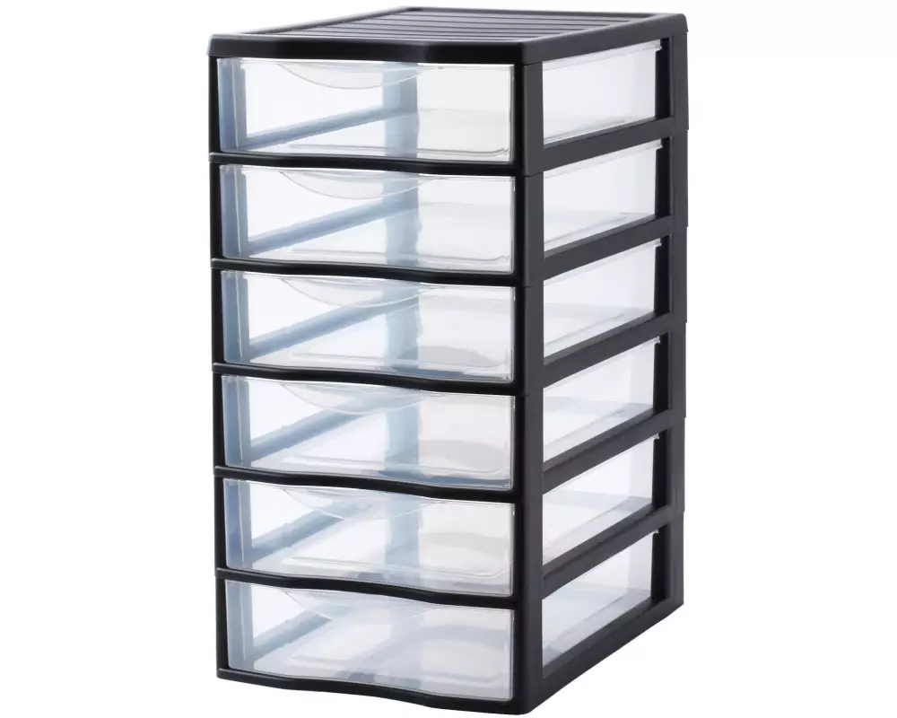 Sundis Schubladenbox Orgamix 6 kleine Schübe, Schwarz